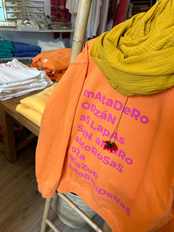 SUDADERA NARANJA/FUCSIA "LA CORUÑA" PLAYAS CIUDAD SIN CAPUCHA