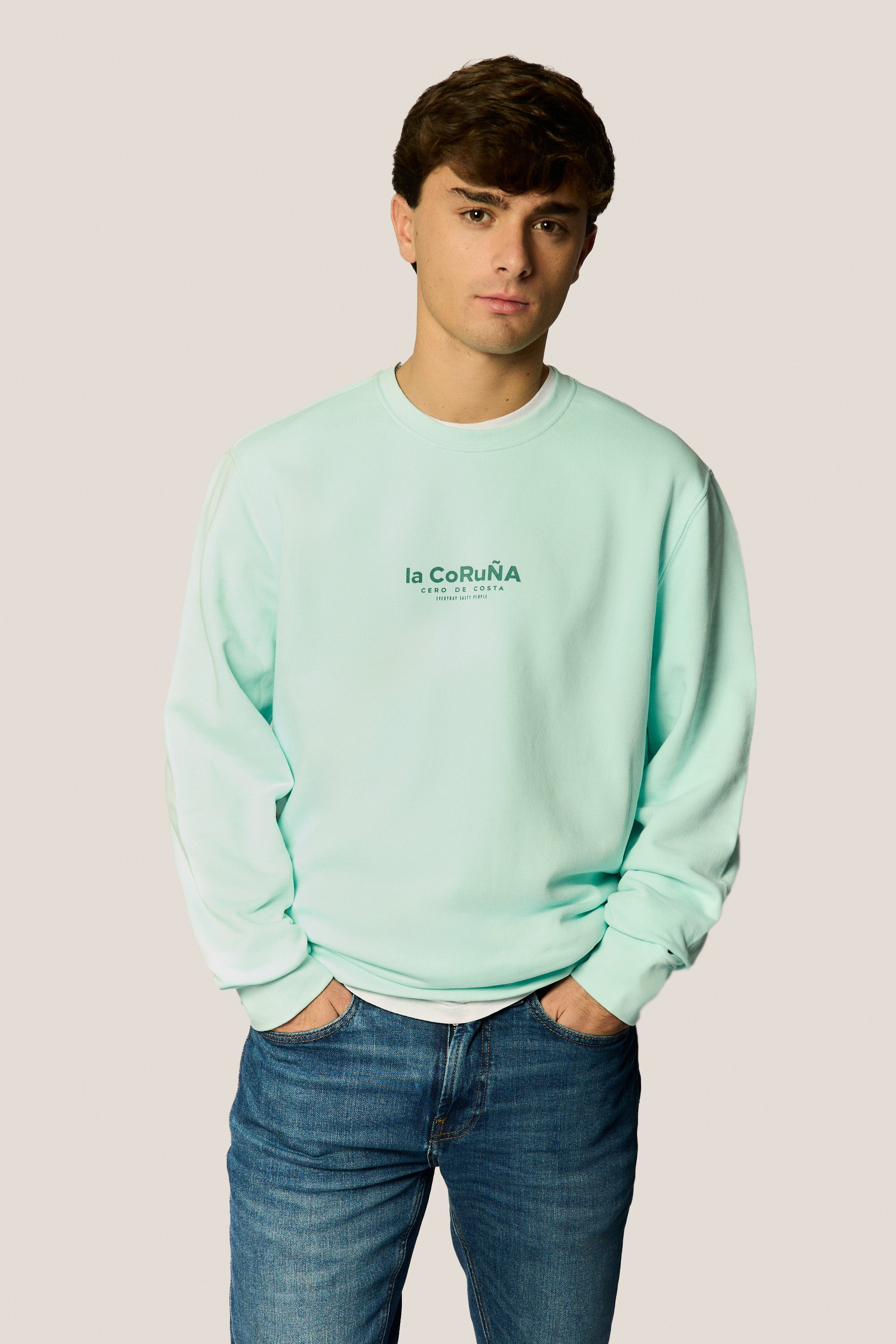 SUDADERA VERDE AGUA/AZUL "LA CORUÑA" PLAYAS CIUDAD