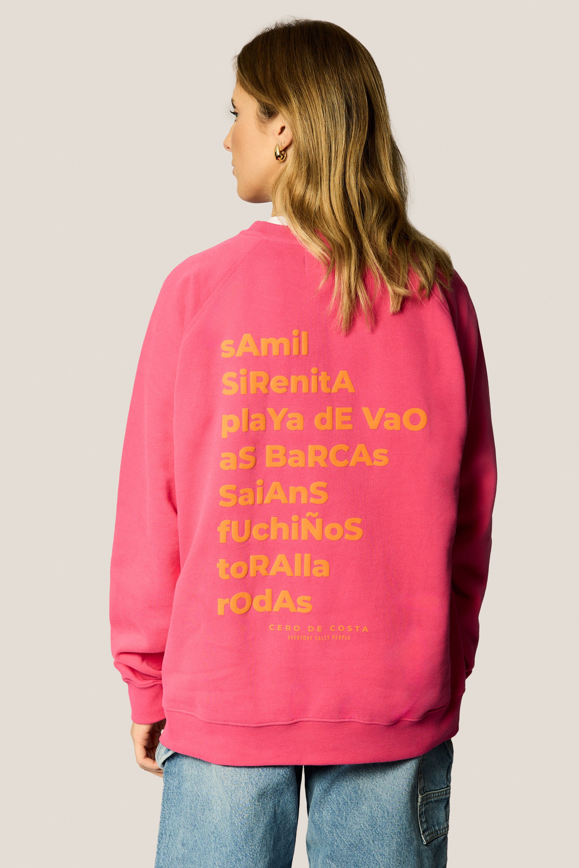 SUDADERA "ESTRELLA VIGO" FUCSIA/NARANJA SIN CAPUCHA