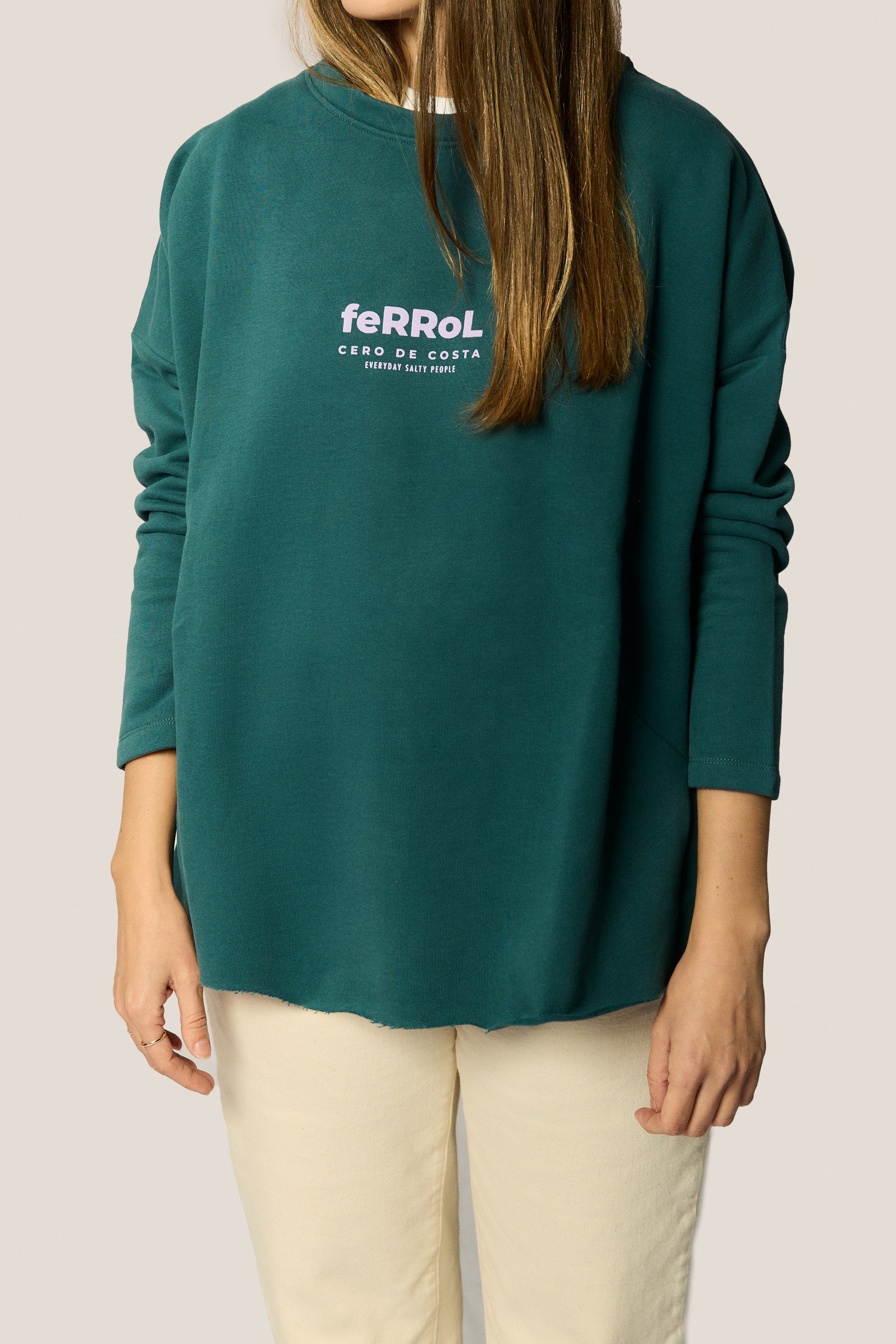 SUDADERA VERDE/MALVA "FERROL" TALLA ÚNICA