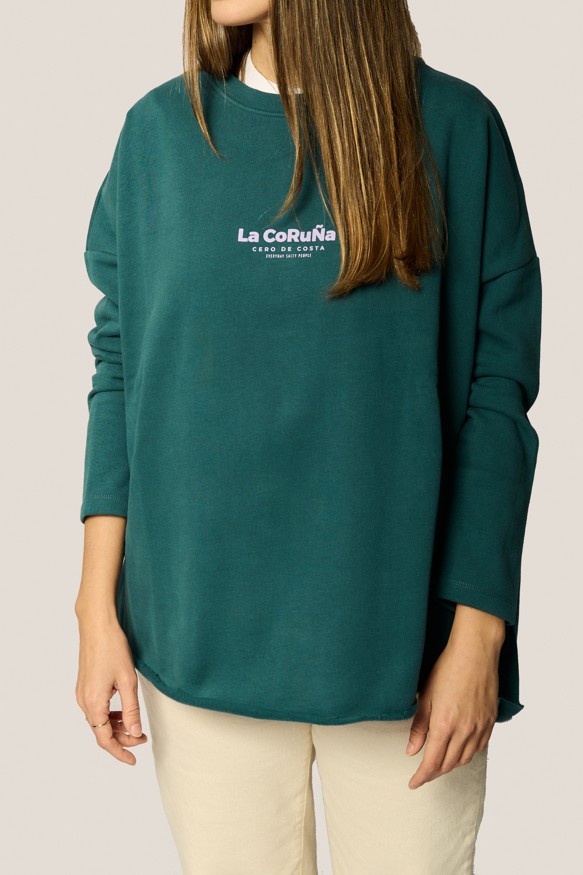 SUDADERA VERDE PETROLEO/MALVA "LA CORUÑA" TALLA ÚNICA