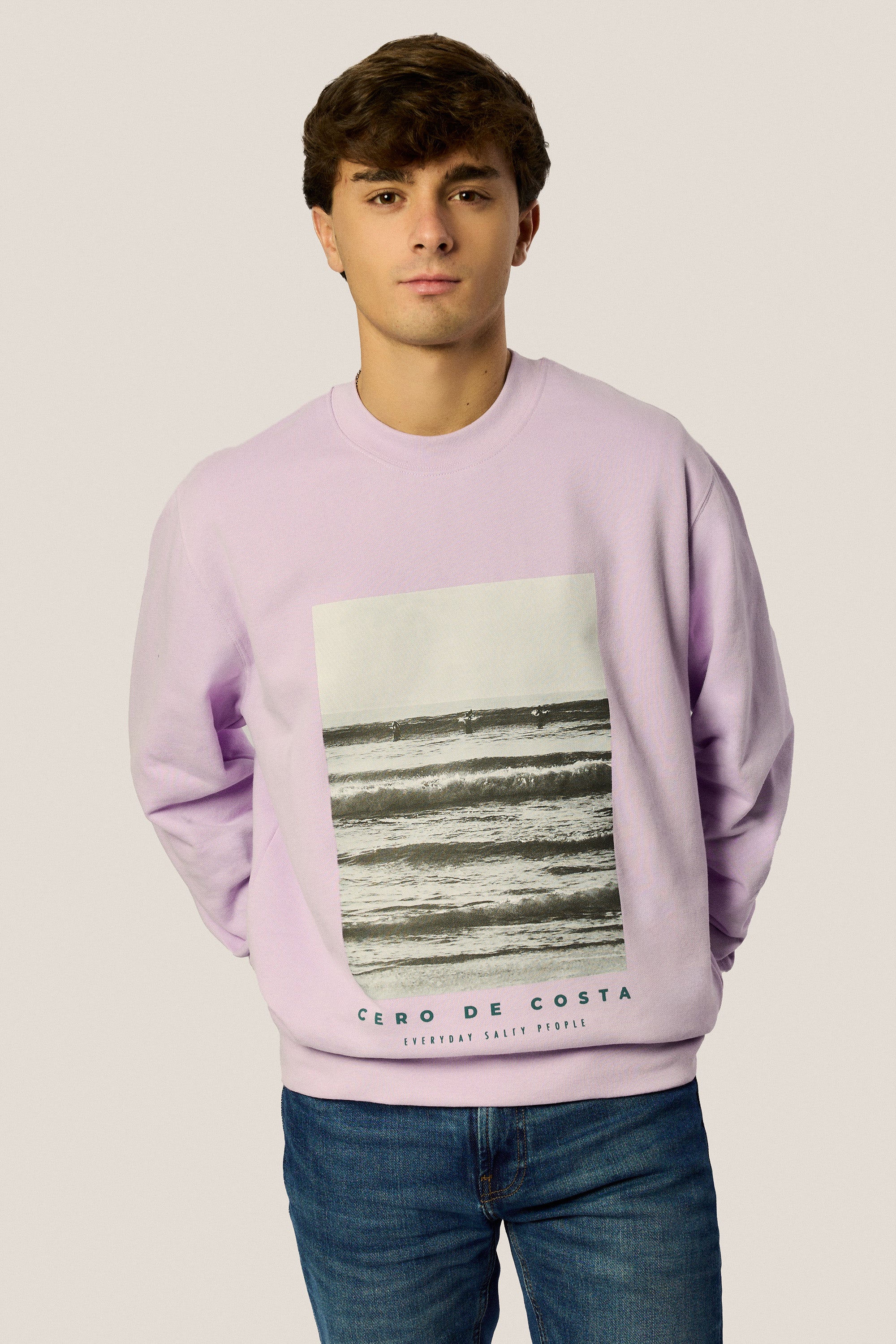 SUDADERA LILA FOTO SURFERS