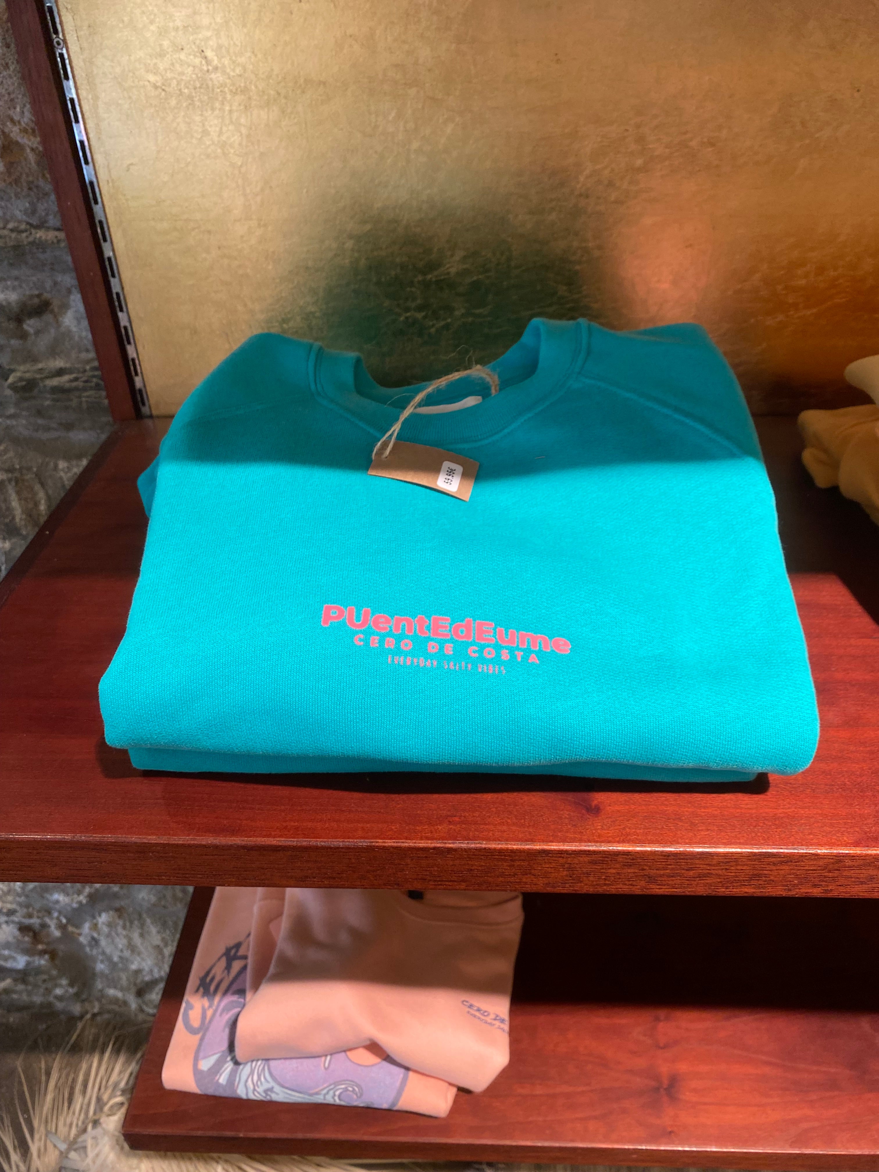 SUDADERA VERDE MENTA/FUCSIA "PUENTEDEUME"