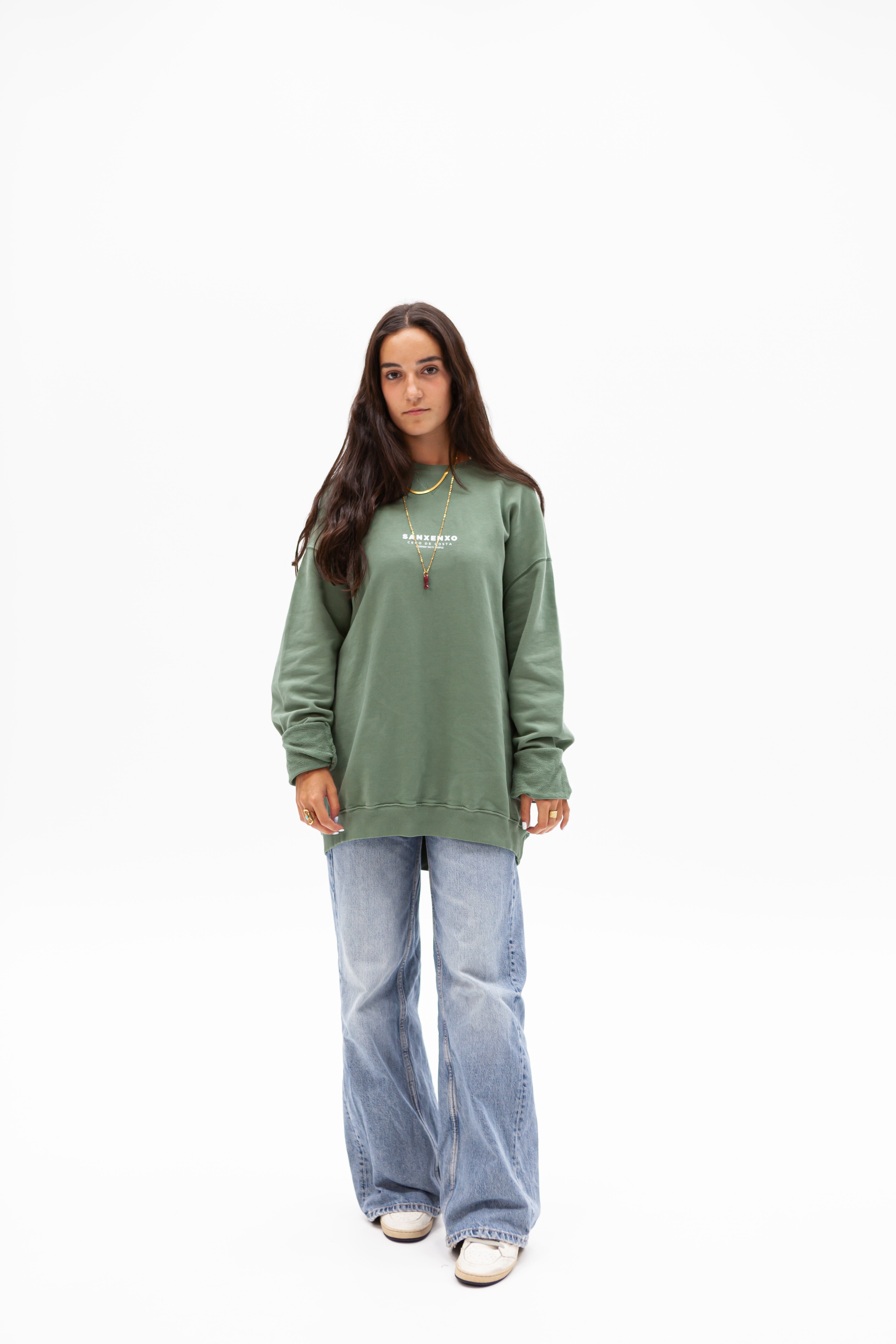 SUDADERA OVERSIZED VERDE/BLANCO "SANXENXO"