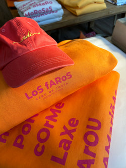 SUDADERA NARANJA/FUCSIA "LOS FAROS" SIN CAPUCHA