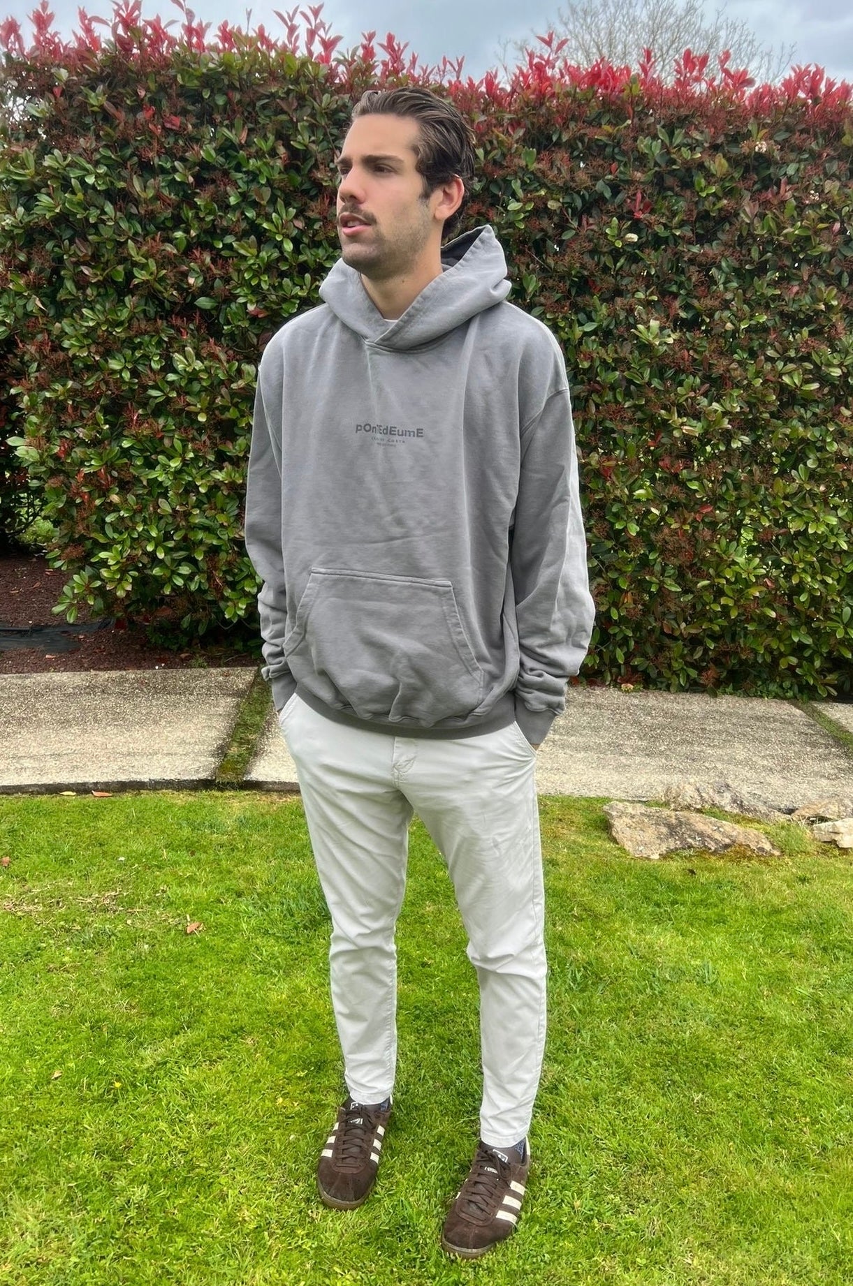 SUDADERA GRIS/GRIS “PONTEDEUME” CON CAPUCHA