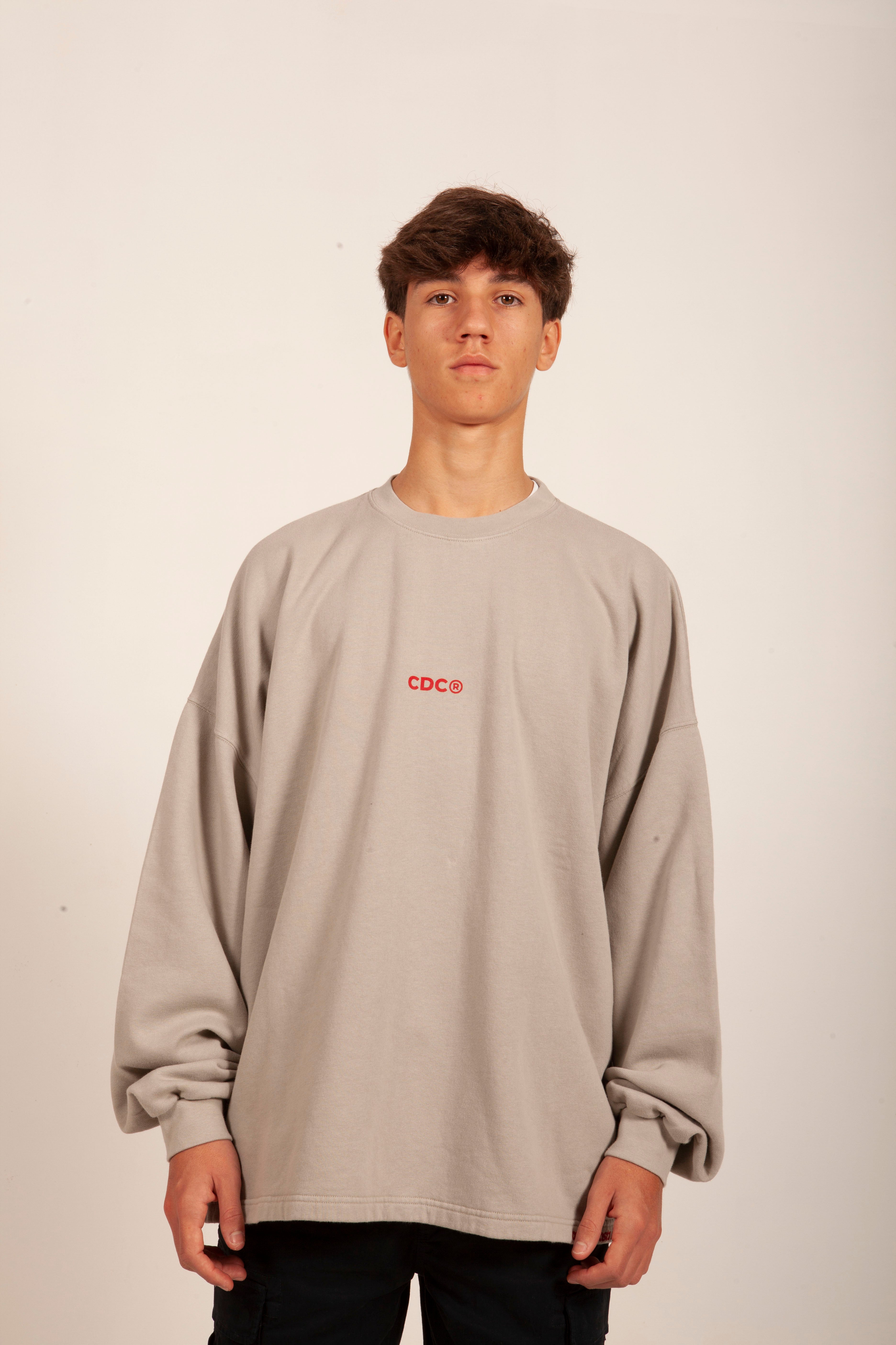 SUDADERA OVERSIZE GRIS/ROJO “NOT ONLY BEACHES”