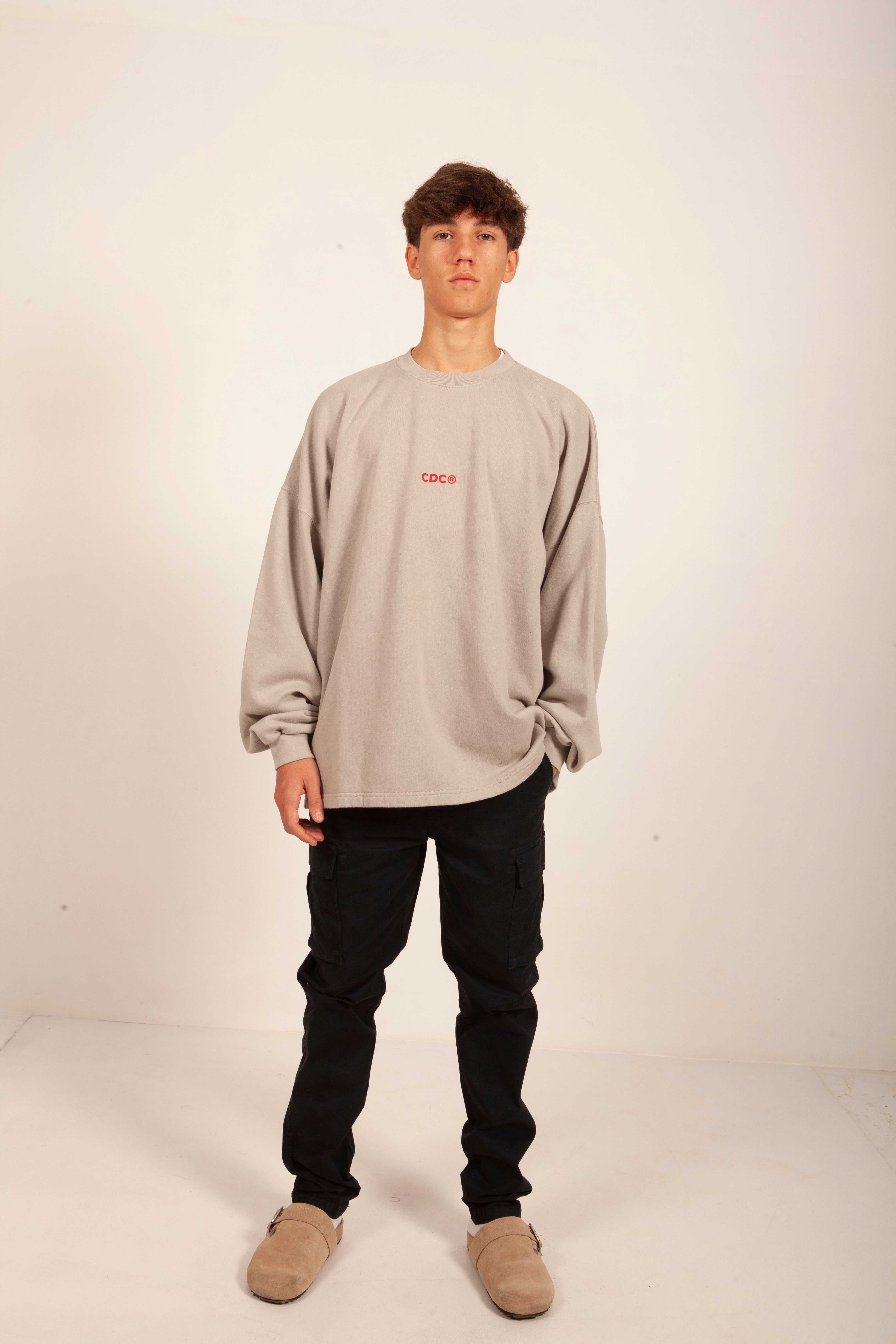 SUDADERA OVERSIZE GRIS/ROJO “NOT ONLY BEACHES”