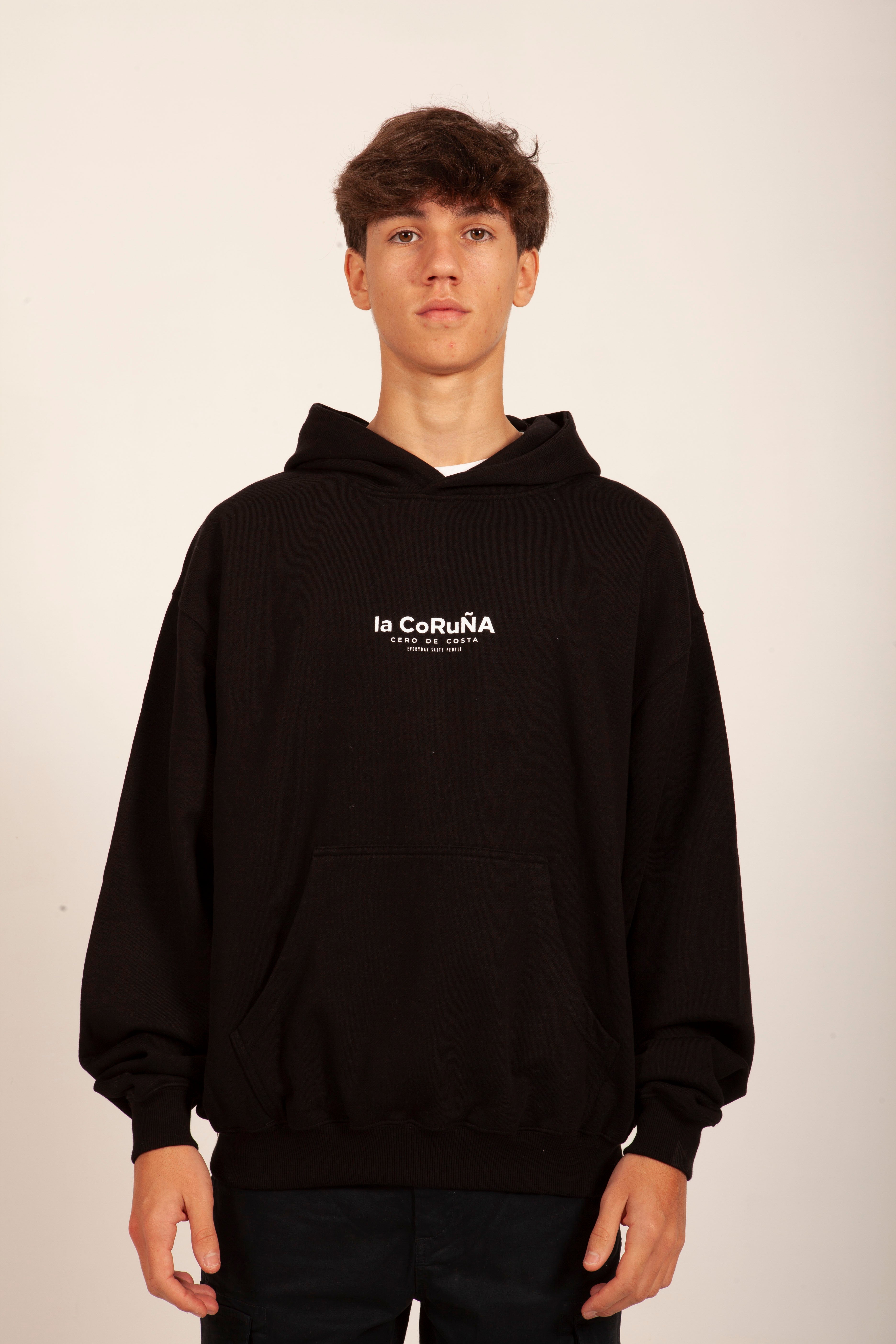 SUDADERA NEGRO/BLANCO "LA CORUÑA" PLAYAS CIUDAD