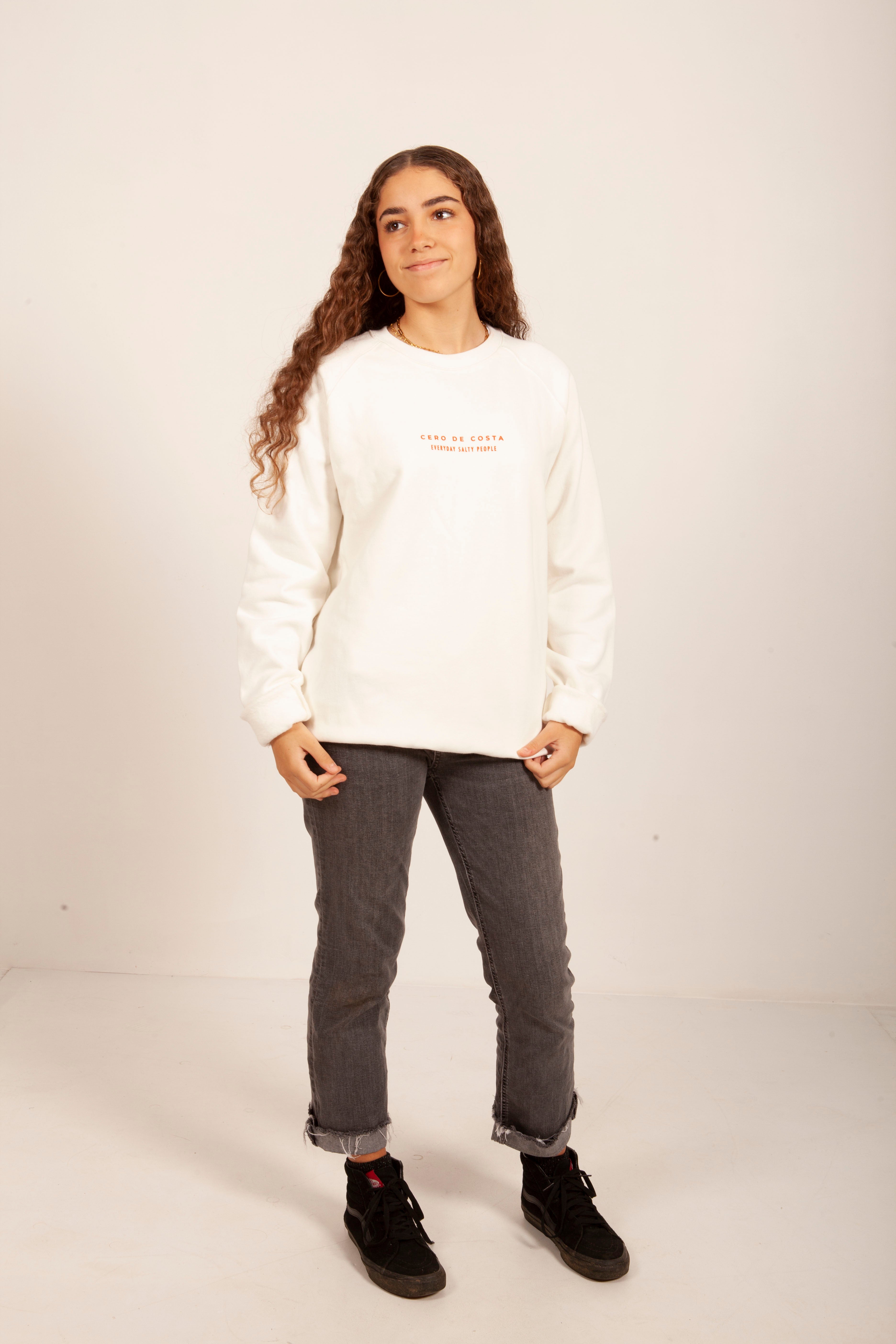 SUDADERA BLANCA/NARANJA 