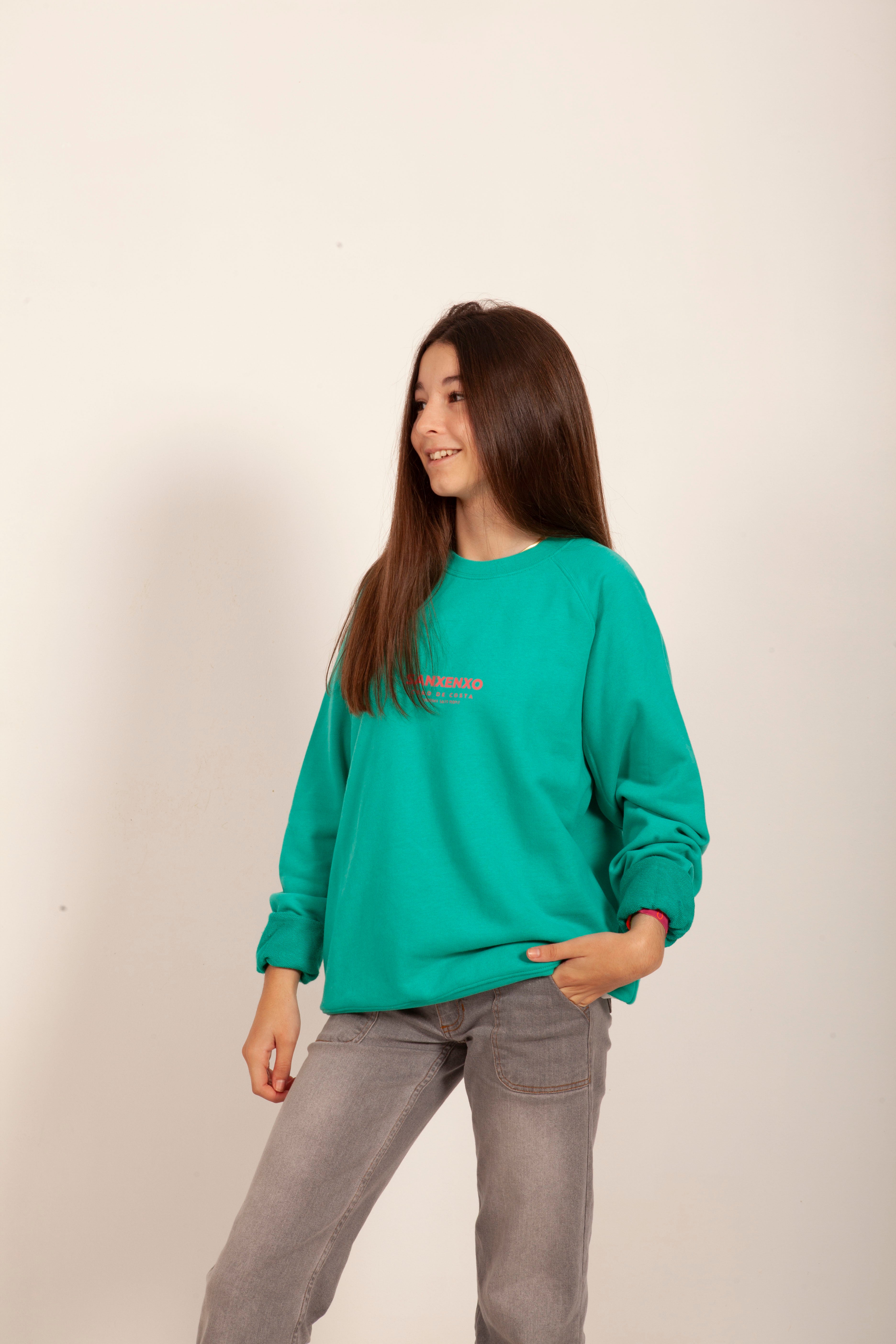 SUDADERA VERDE MENTA/FUCSIA 