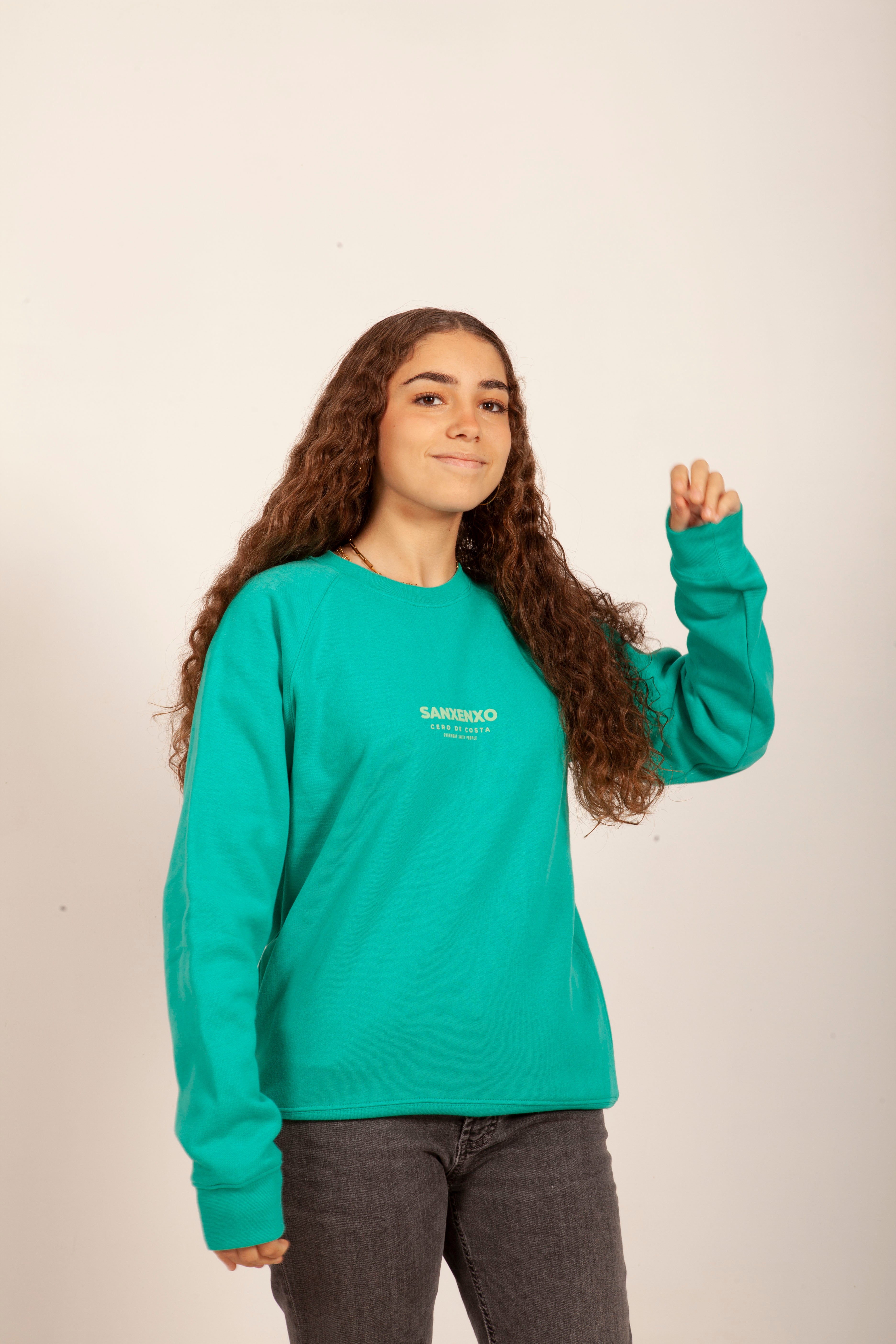 SUDADERA VERDE MENTA/VERDE "SANXENXO" SIN CAPUCHA