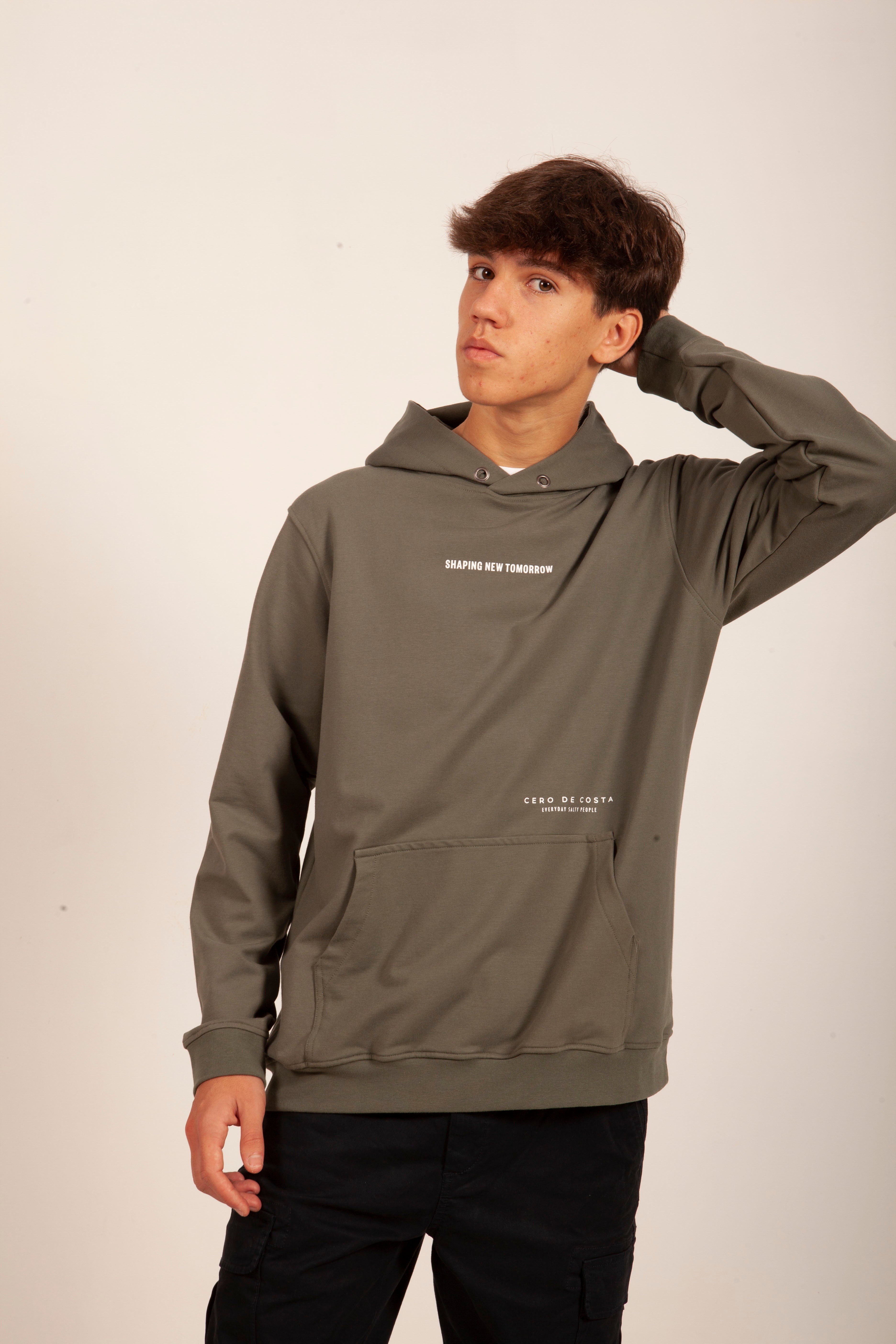 SUDADERA VERDE/BLANCO CON CAPUCHA  PLAYAS SANXENXO