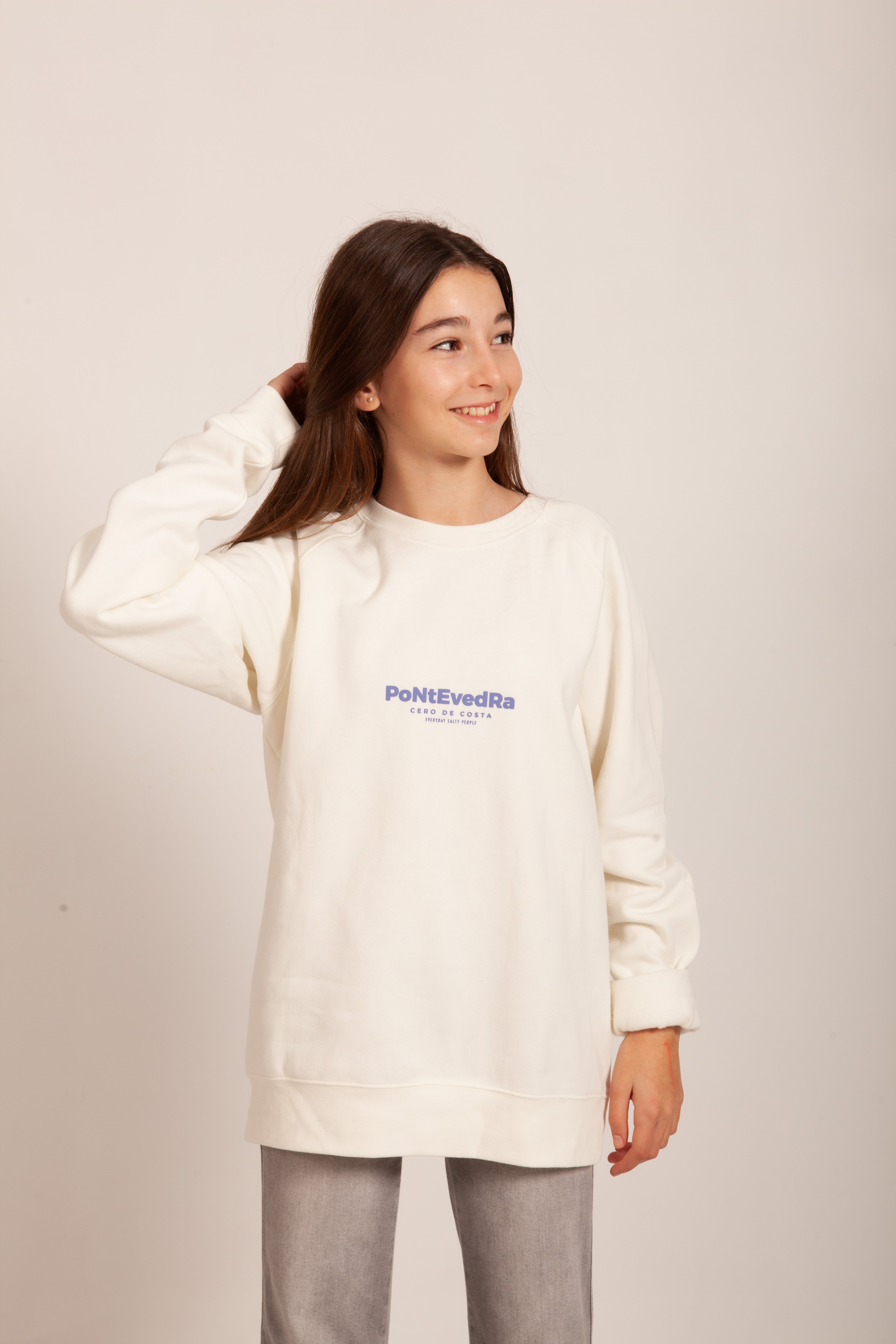 SUDADERA RELIEVE BLANCA/VIOLETA 