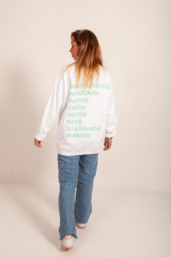 SUDADERA BLANCA/VERDE AGUA "ENJOY SURFING"