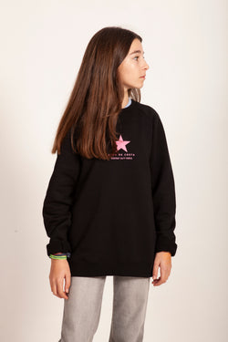 SUDADERA OVERSIZED NEGRA/ROSA ESTRELLA