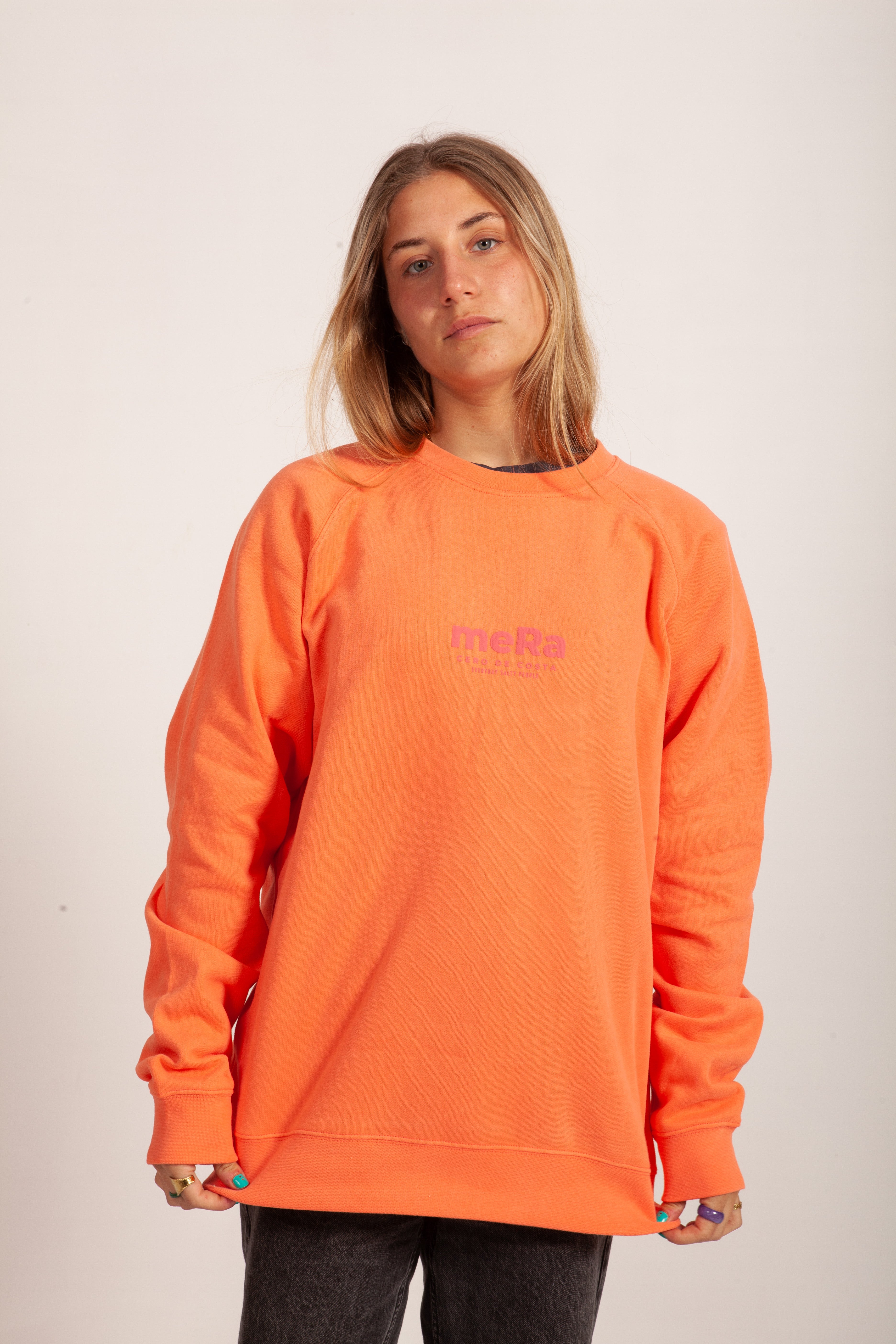 SUDADERA OVERSIZE NARANJA/ROSA FLUOR "MERA"