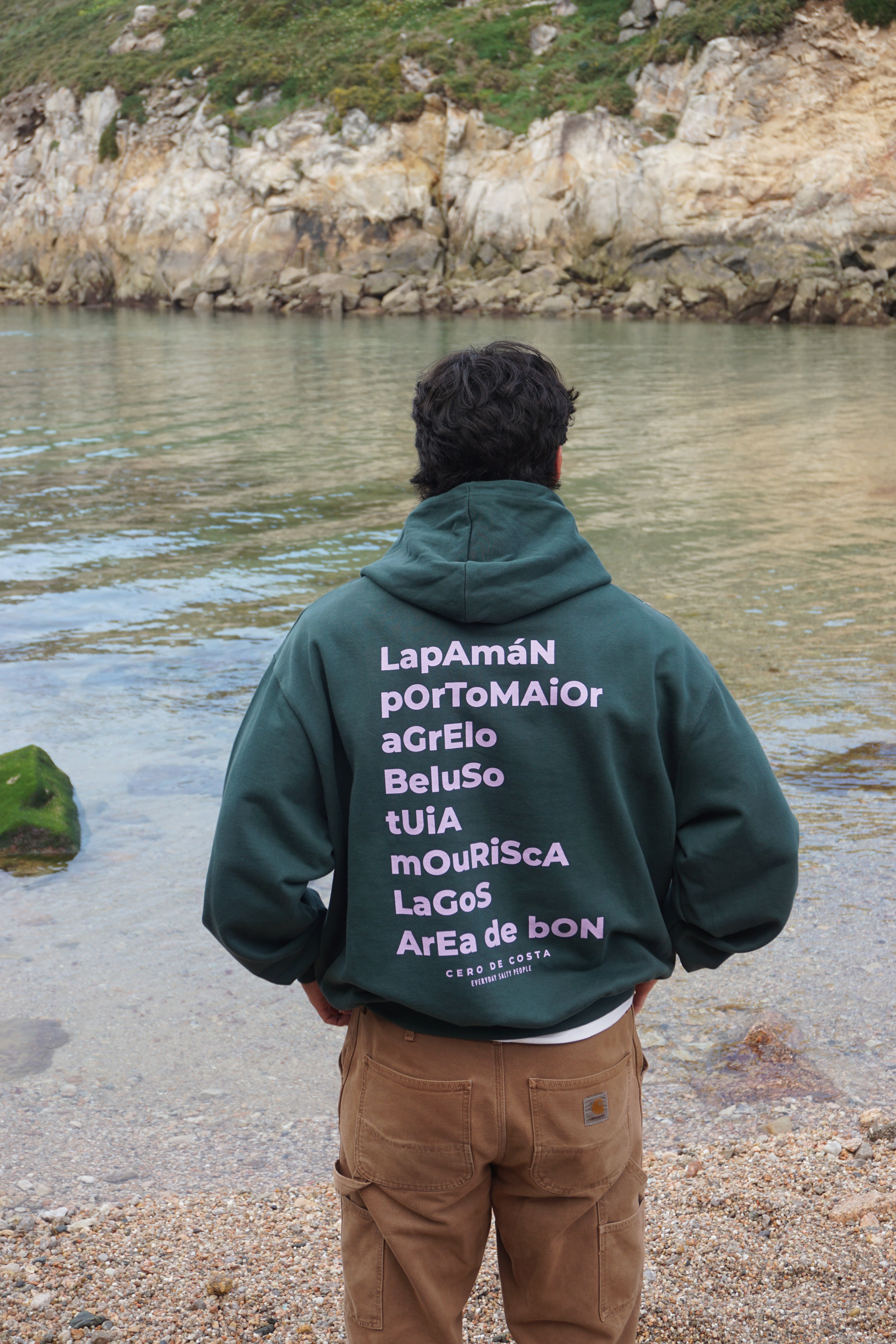 SUDADERA VERDE/LILA BUEU CON CAPUCHA