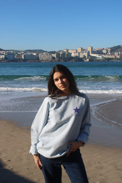 SUDADERA CELESTE/MALVA "VIGO" ESTRELLA  SIN CAPUCHA