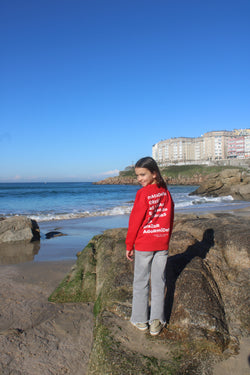 SUDADERA KIDS ROJO/BLANCO "A CORUÑA" PLAYAS CIUDAD