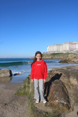 SUDADERA KIDS ROJO/BLANCO "A CORUÑA" PLAYAS CIUDAD